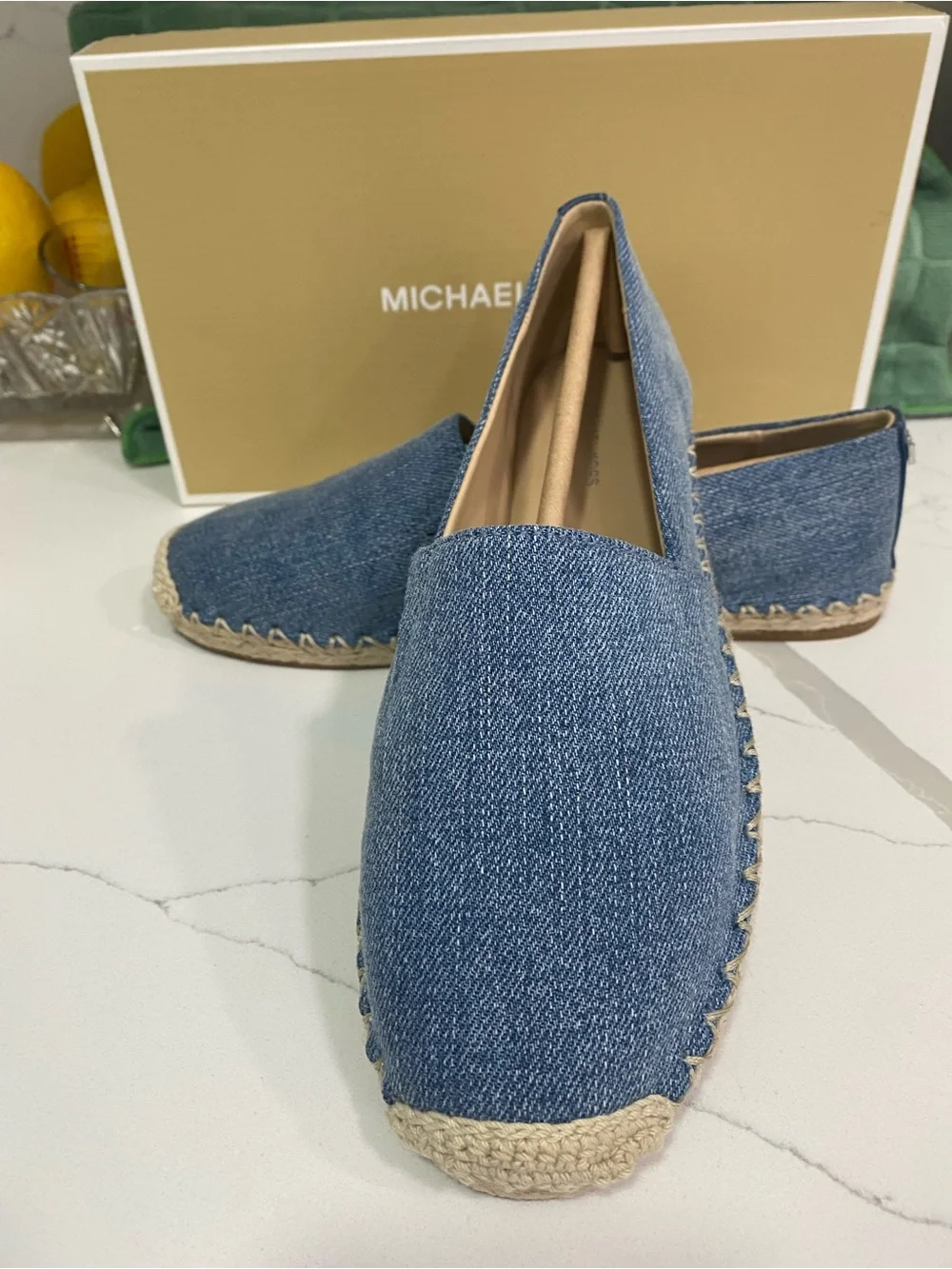 Michael Kors Denim Slip-On Espadrilles in Blue and Natural